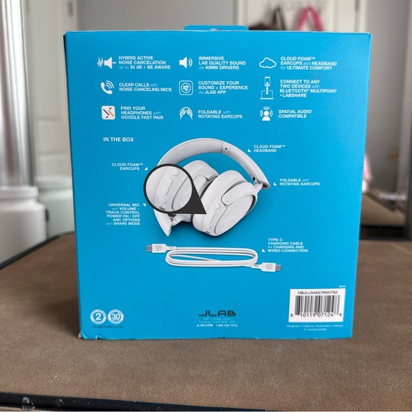 JLab JBuds Lux ANC Wireless Over-Ear Headphones - White - Picture 3 of 5